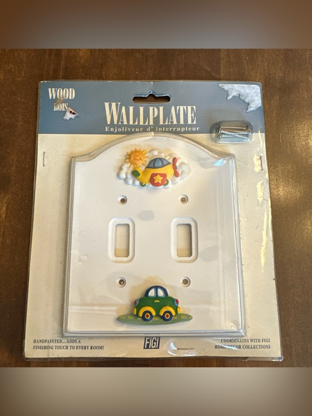 Vintage FIGI Wallplate Light Switch Cover Handpainted Boys Nursery Cars Planes